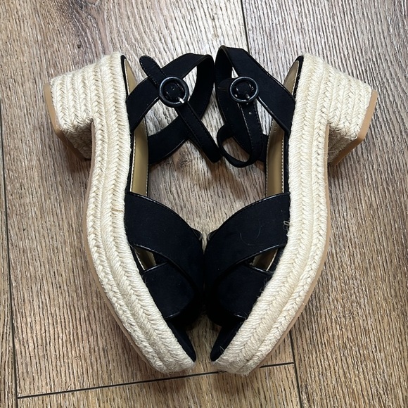 NWOT J. Crew Black Espadrille Platform Sandals Size 8 - Picture 4 of 8